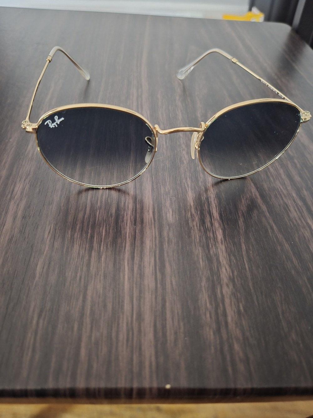 Ray-Ban Women's Gold Frame Blue Lens Round Sunglasses